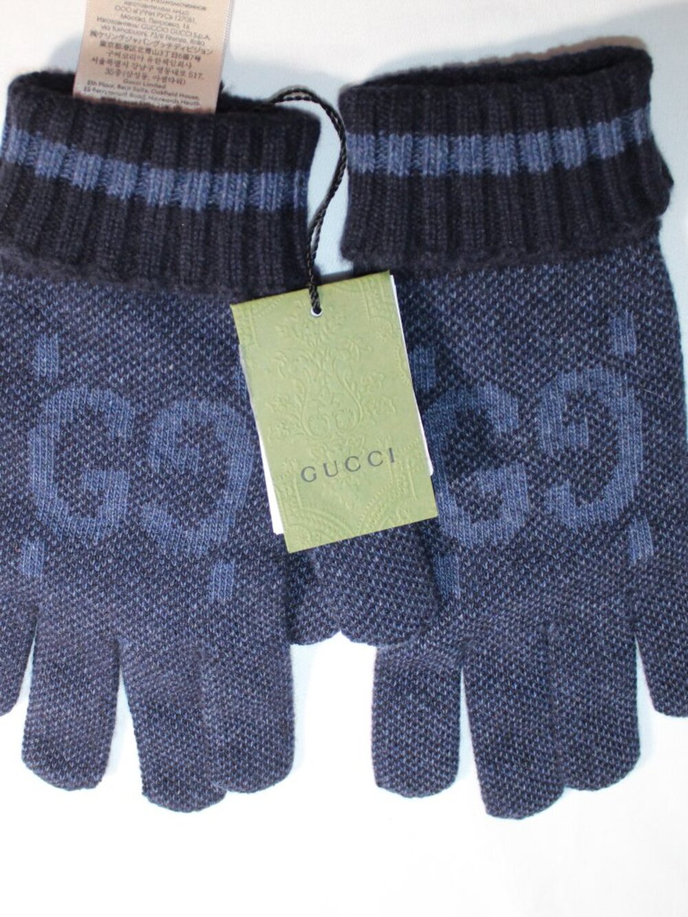 NWT GUCCI GG Jumbo 100% Cashmere Knit Sweater Gloves L 220/100 22.5 cm 788499